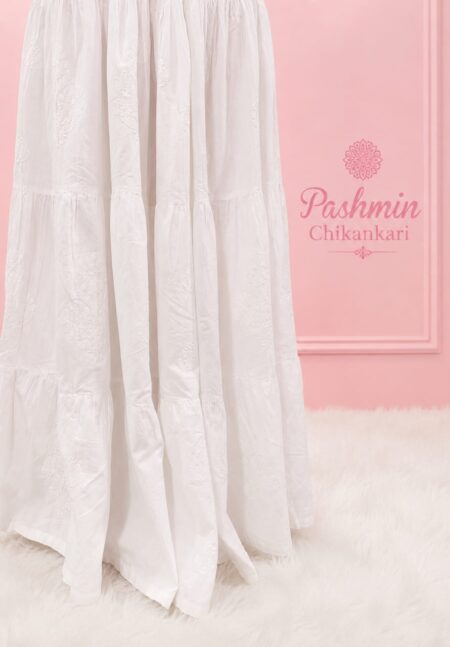 White Chikankari Cotton Skirt