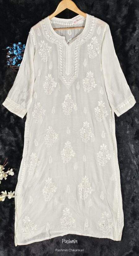 White Chikankari Muslin Kurta