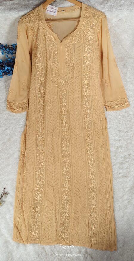 Fawn Chikankari Resham Jaaldar Viscose Kurta