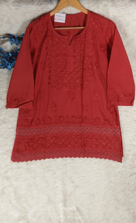 Chikankari Cotton Tops With Lace