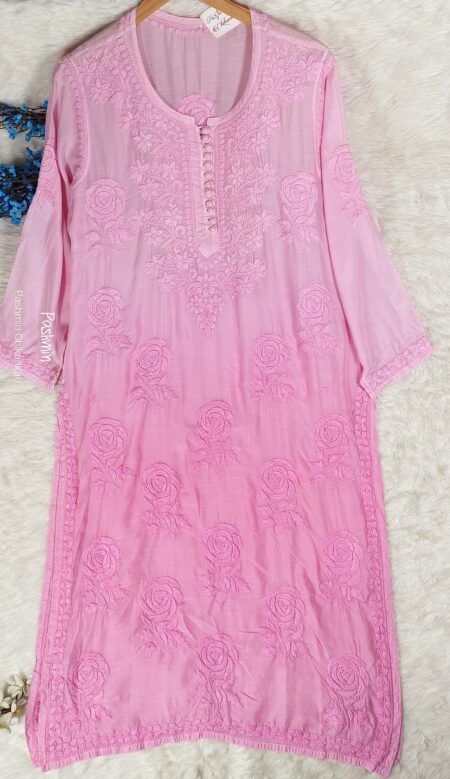 3D Chikankari Premium Muslin Rose Kurta
