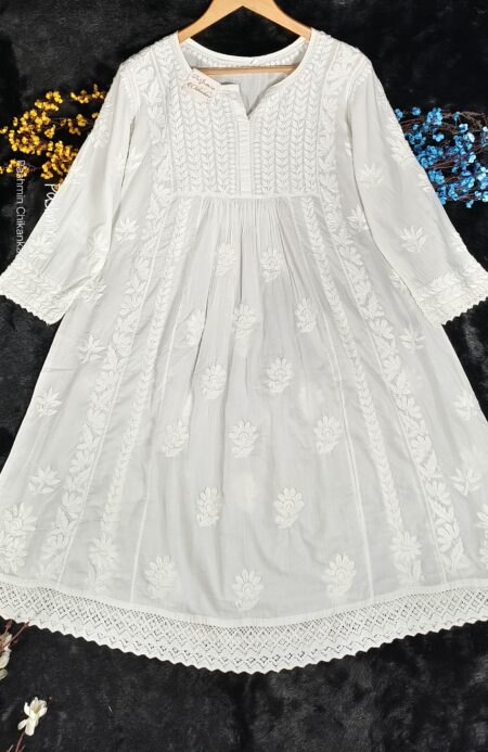 White Chikankari Cotton Dress