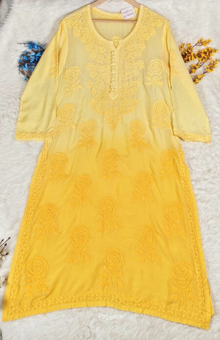 Chikankari Muslin Rose Kurta