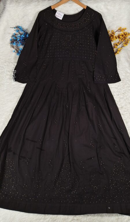 Black Chikankari Gown With Mukaish Work