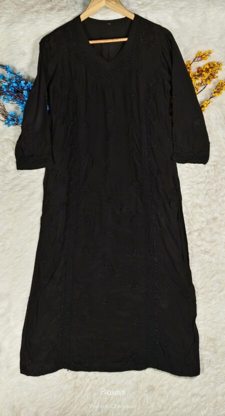 Black Chikankari Muslin Kurta