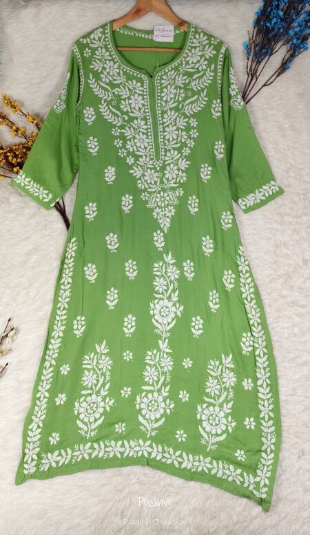 Green Chikankari Modal Cotton Kurta