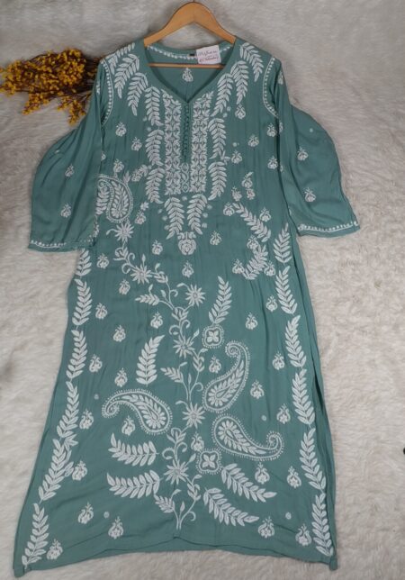 Green Chikankari Premium Modal Kurta