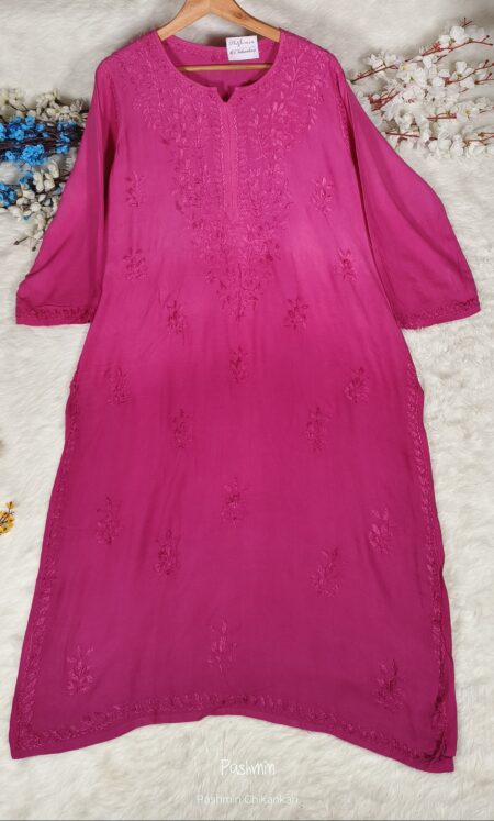 Chikankari Ombre Tone To Tone Modal Cotton Kurta