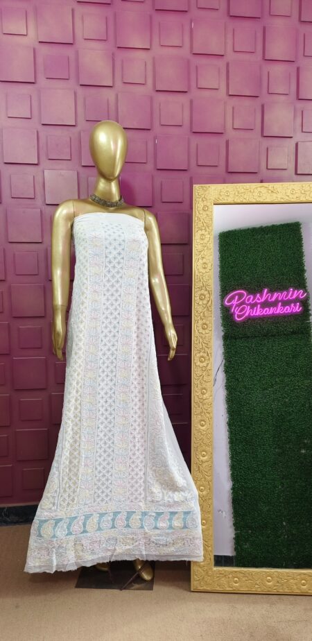 Chikankari Viscose Noori Piece With Sequins & Cutdana Work