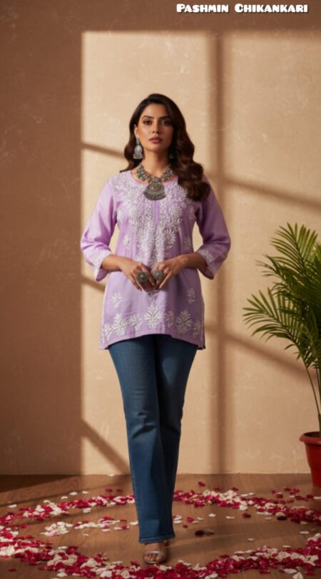 Chikankari Chanderi Ghaaspatti Tops