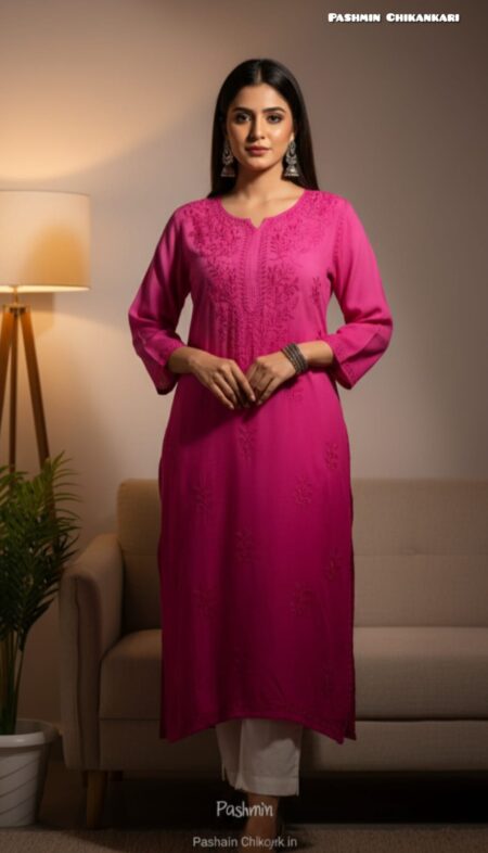 Chikankari Ombre Tone To Tone Modal Cotton Kurta