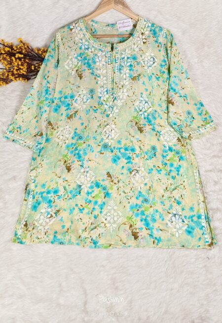 Chikankari Cotton With Multi Color Print Top