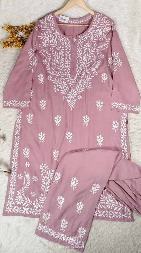 Chikankari Modal Cotton Kurta Pant Set