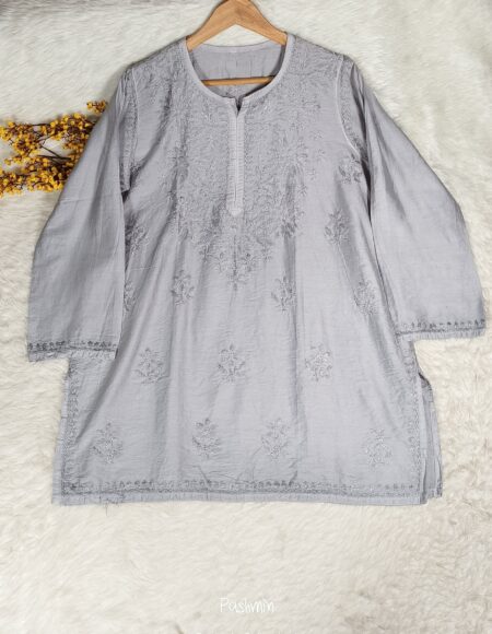 Chikankari Chanderi Tone To Tone Top