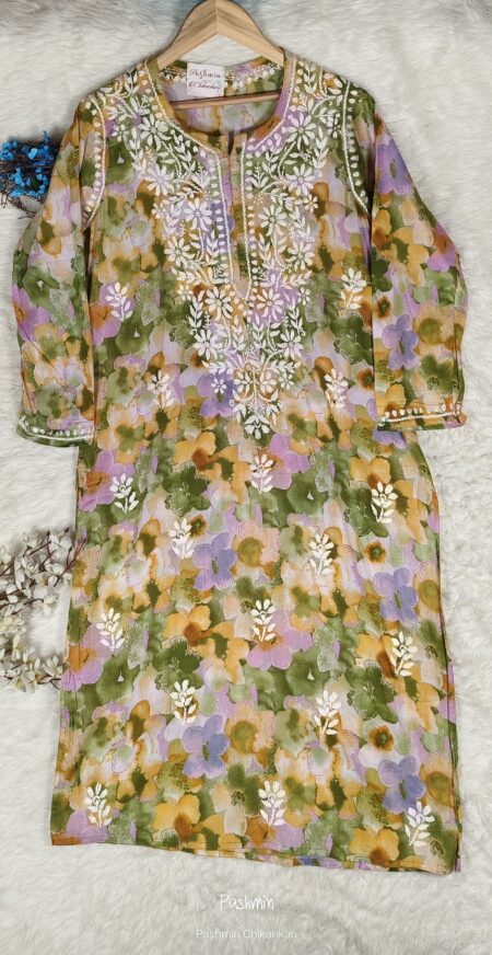 Chikankari Multi Printed Cotton Kurta