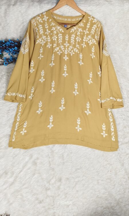 Beige Chikankari Modal Cotton Top