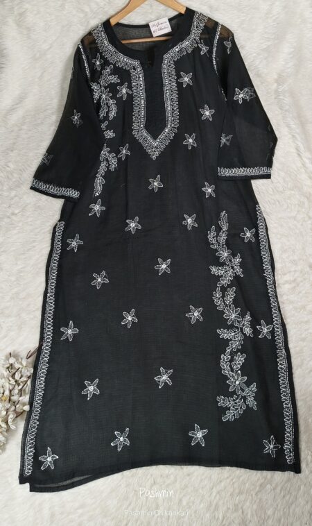Chikankari Kota Kurta With Shadow Work