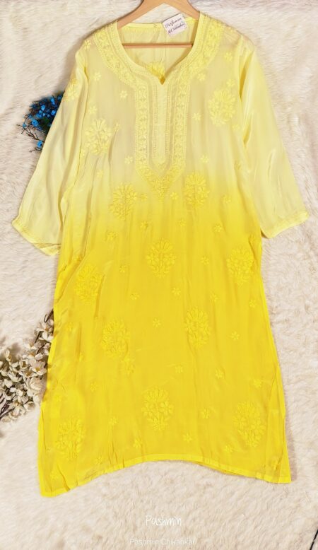Chikankari Ombre Shade Crape Tone To Tone Kurta