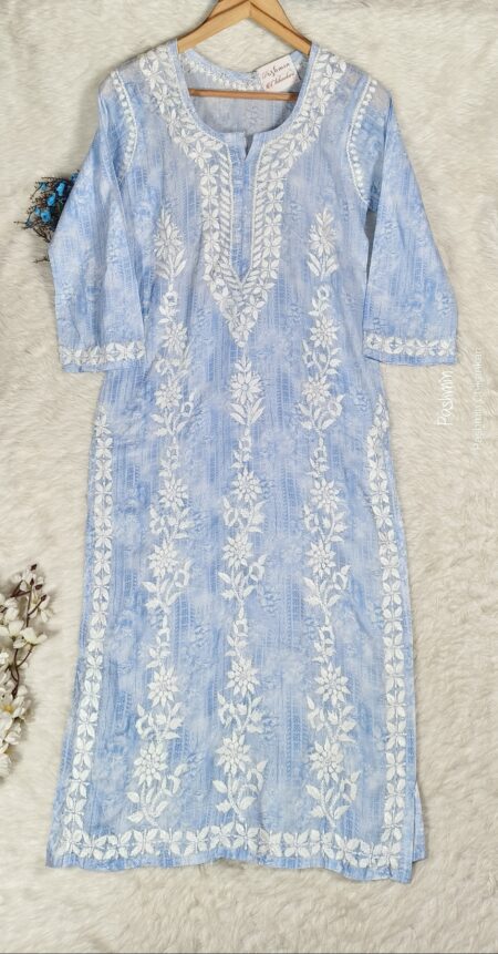 Powder Blue Chikankari Mulcotton Kurta