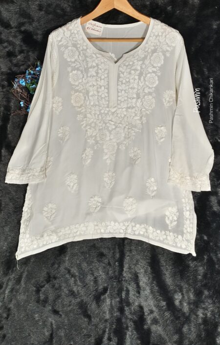 White Chikankari Premium Modal Top