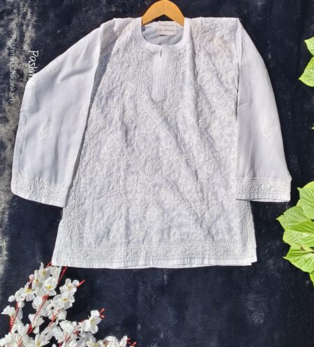 White Chikankari Voile Cotton Shadow Work Top