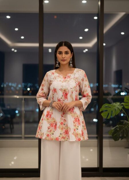 Chikankari Mulcotton Printed Peplum Top