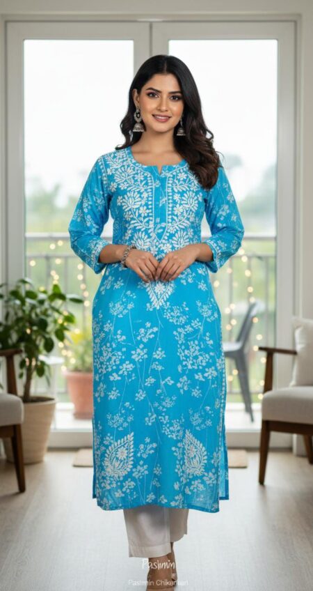 Chikankari Cotton Printed Kurta