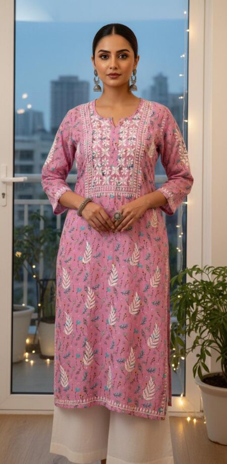 Chikankari Cotton Printed Kurta