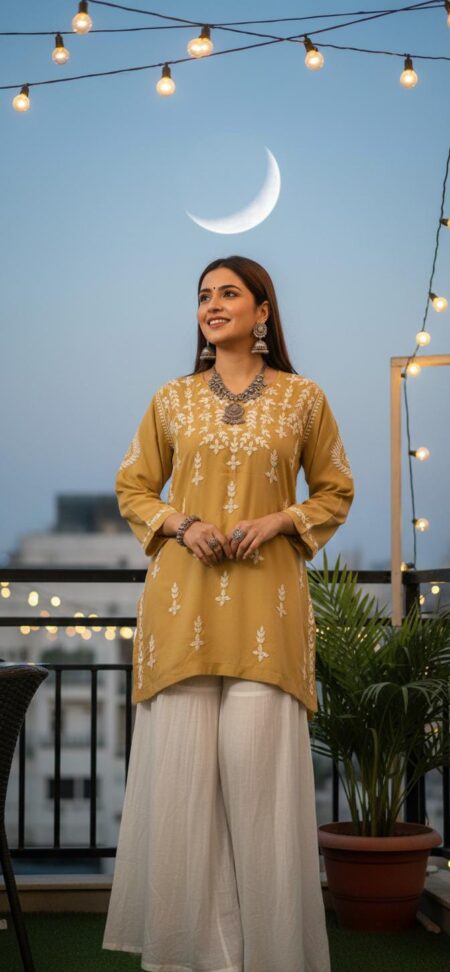 Beige Chikankari Modal Cotton Top