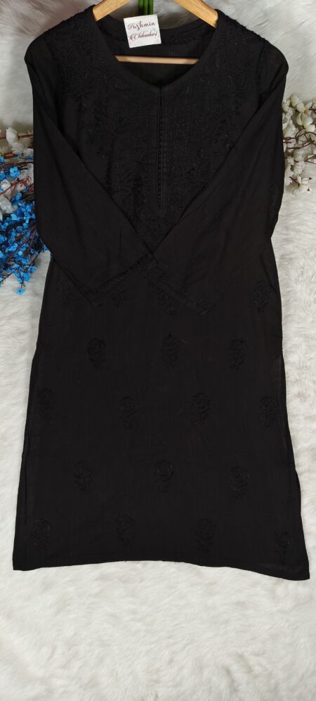 Black Chikankari Linen Kurta