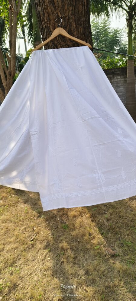 White Chikankari Cotton Bel Work Dupatta