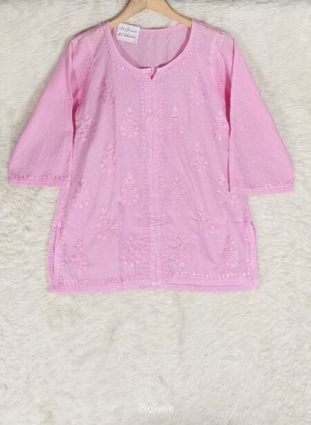 Pink Chikankari Dobby Cotton Top