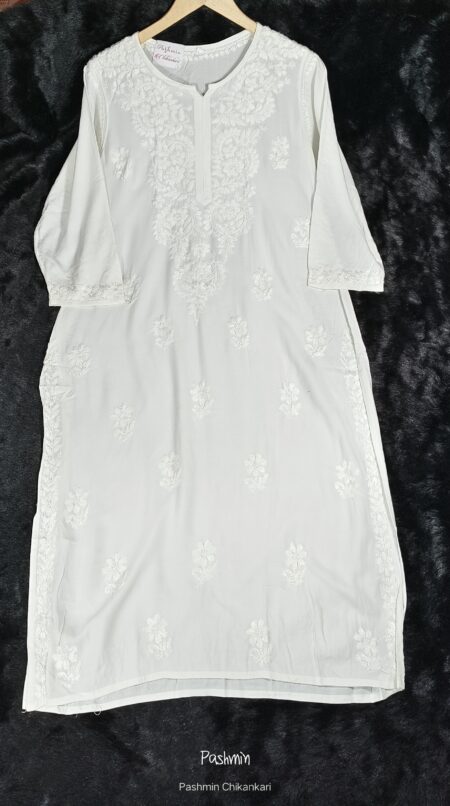 White Chikankari Modal Cotton Ghaaspatti Kurta