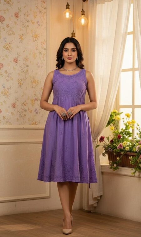 Chikankari Chanderi 1 Piece Frock
