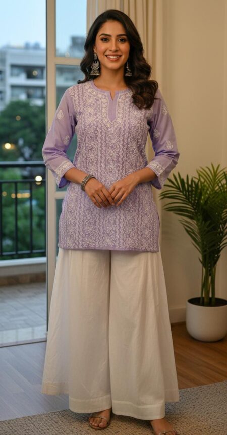Chikankari Voile Cotton Shadow Work Top