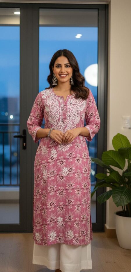 Chikankari Mulcotton Multi Color Printed Ghaaspatti Kurta
