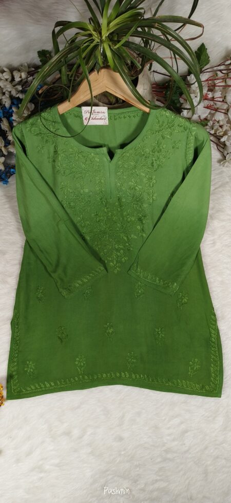 Chikankari Modal Cotton Tone To Tone Ombre Shade Top