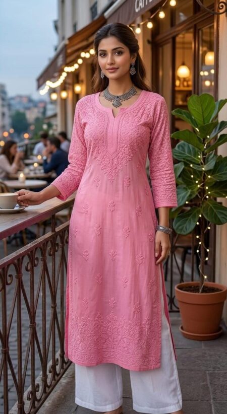 Chikankari Premium Modal Heavy Sleeves Work Kurta