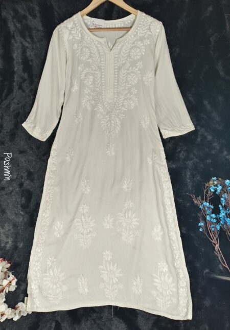White Chikankari Modal Cotton kurta