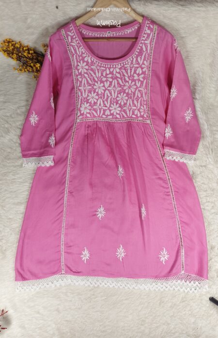 Chikankari Cotton 2 Panel Lace Work 1 Piece Dress