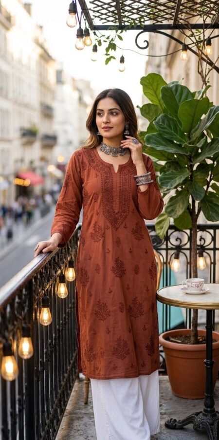 Chikankari Linen Cotton Kurta