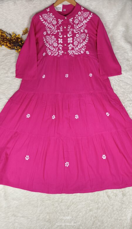 Chikankari Modal Cotton Flare Dress