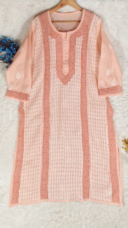 Chikankari Voile Cotton Shadow Work Plus Size 2 Panel Kurta