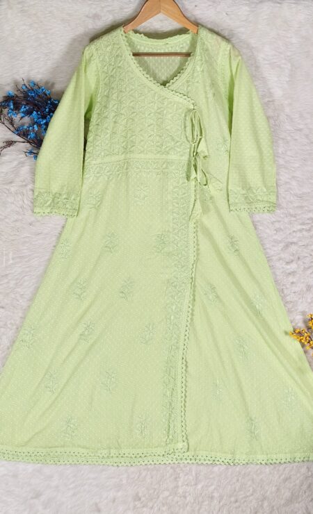 Chikankari Dobby Cotton Tone To Tone Angrakha