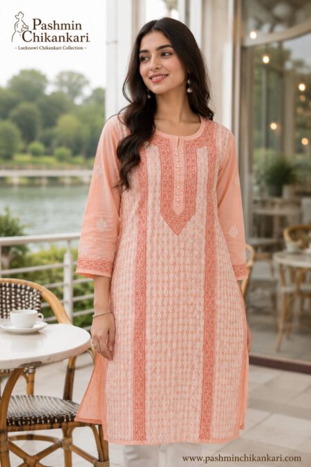 Chikankari Voile Cotton Shadow Work Plus Size 2 Panel Kurta